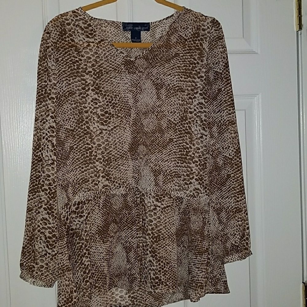 Susan Graver snake skin drop waist top Sz S NEW